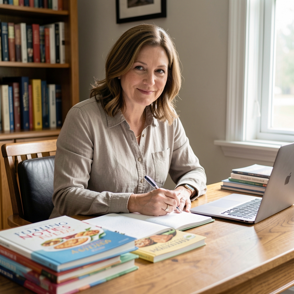 Portrait of Eleanor Whitfield, editor at Osteva Field Notes, in soft natural studio light